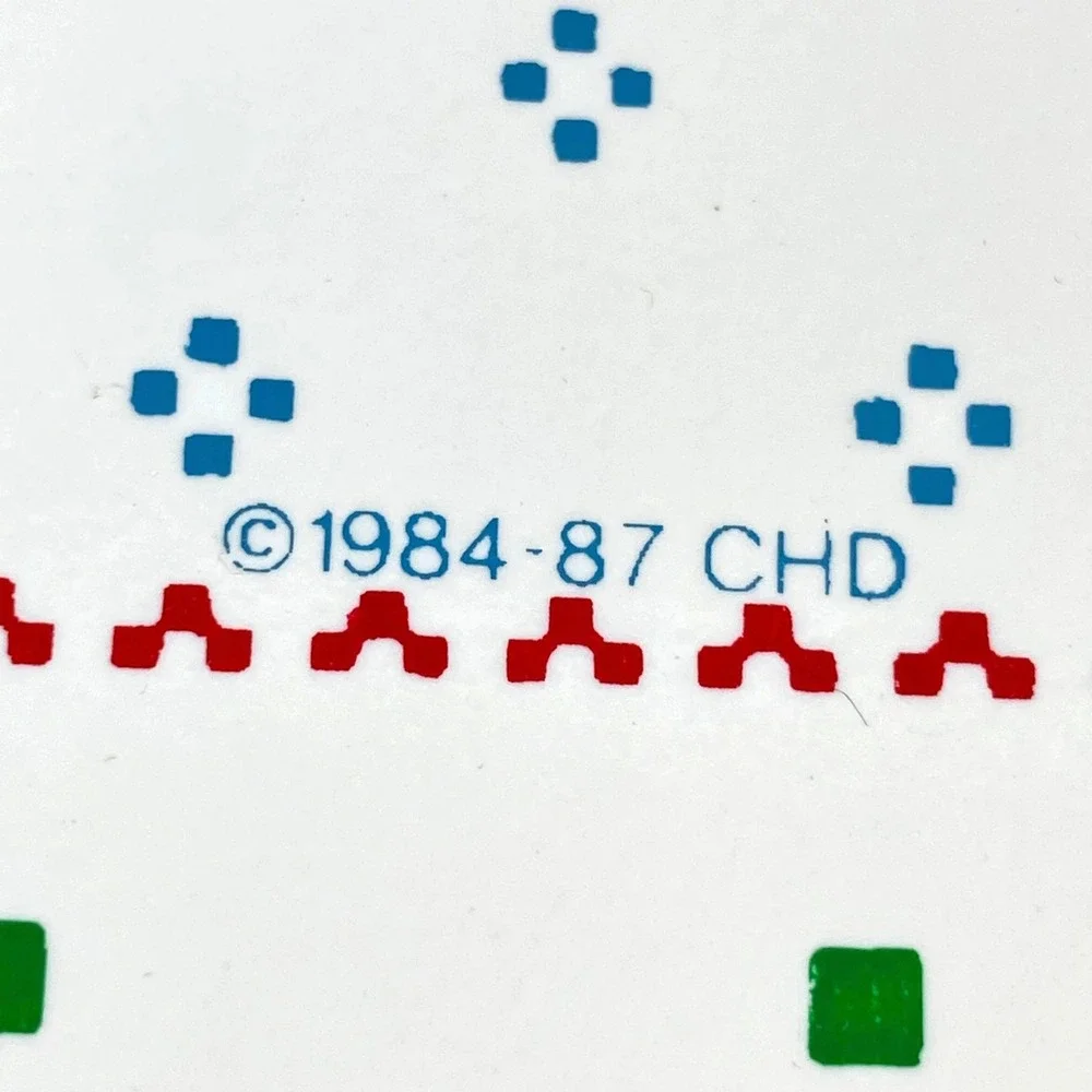Christmas Pixel Vinyl Placemats Set of 8 Reindeer Tree 1984 Vintage